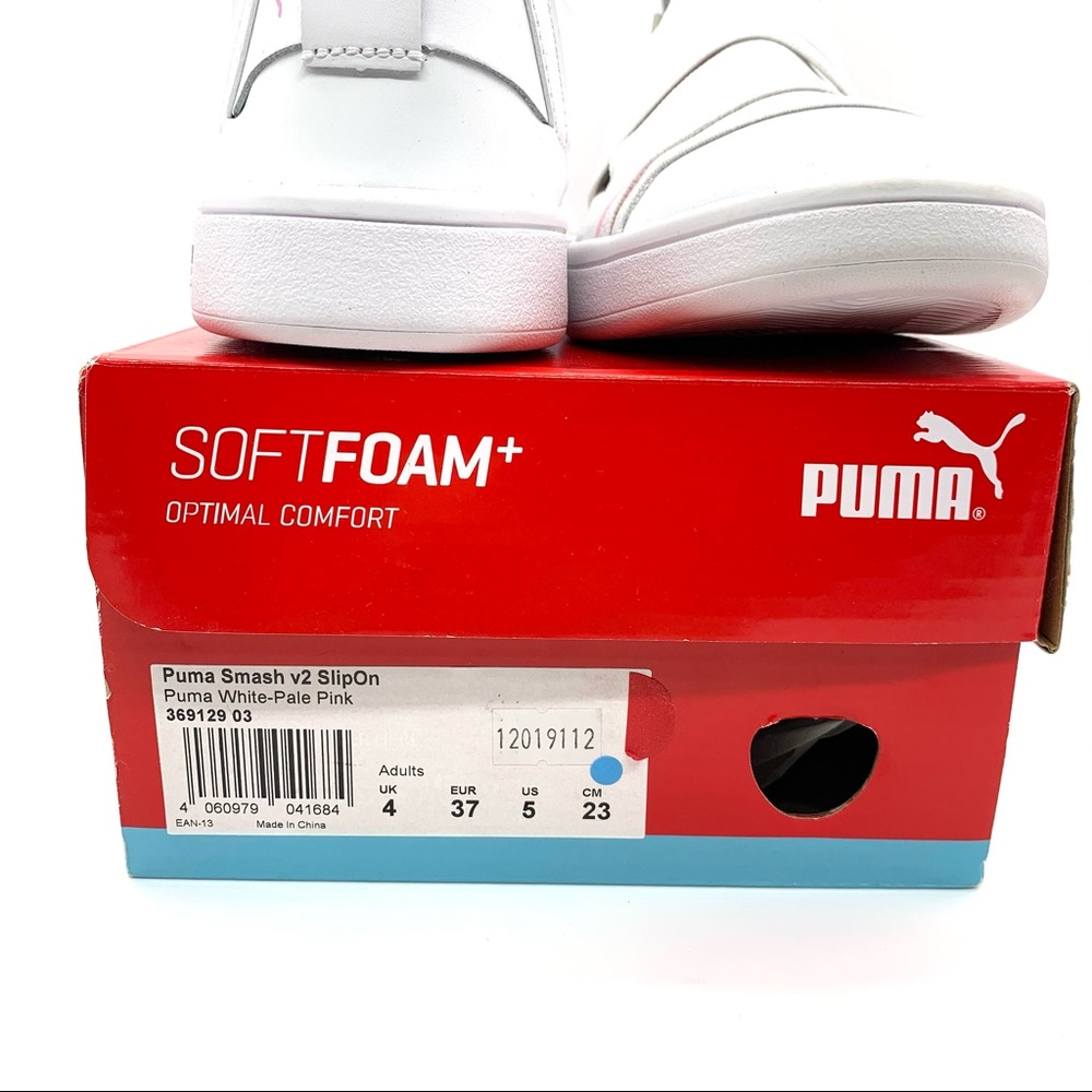Puma Womens Smash V2 Slip On White-pale Pink Shoes - Picture 10 of 11